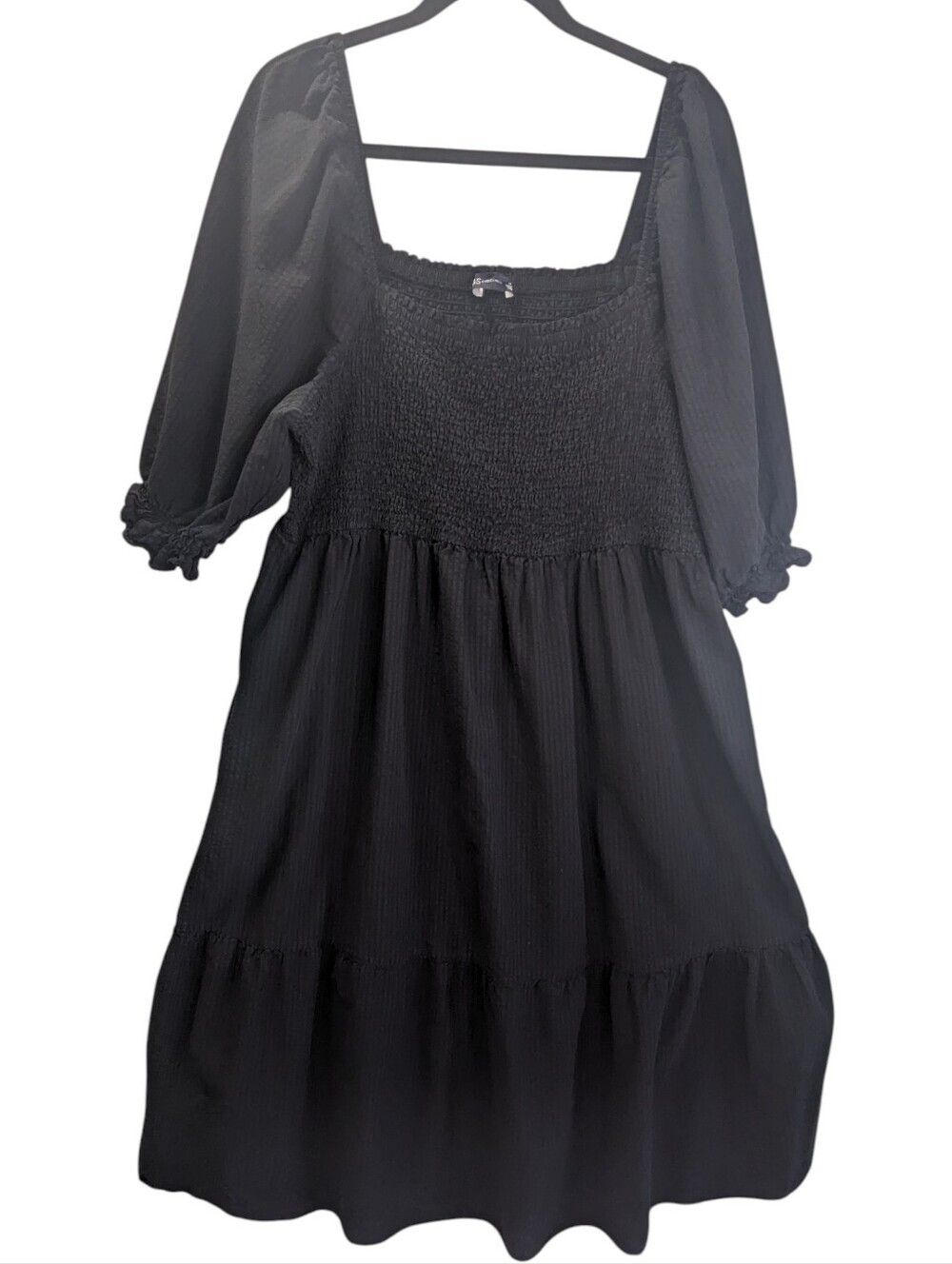 Black Maxi Dress with Smocked Bodice and Puff Sleeves US Size 20 - Picture 2 of 8